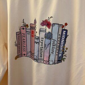 Taylor Swift Cotton Blend Tan Eras Tour Books Unofficial Sweatshirt XL